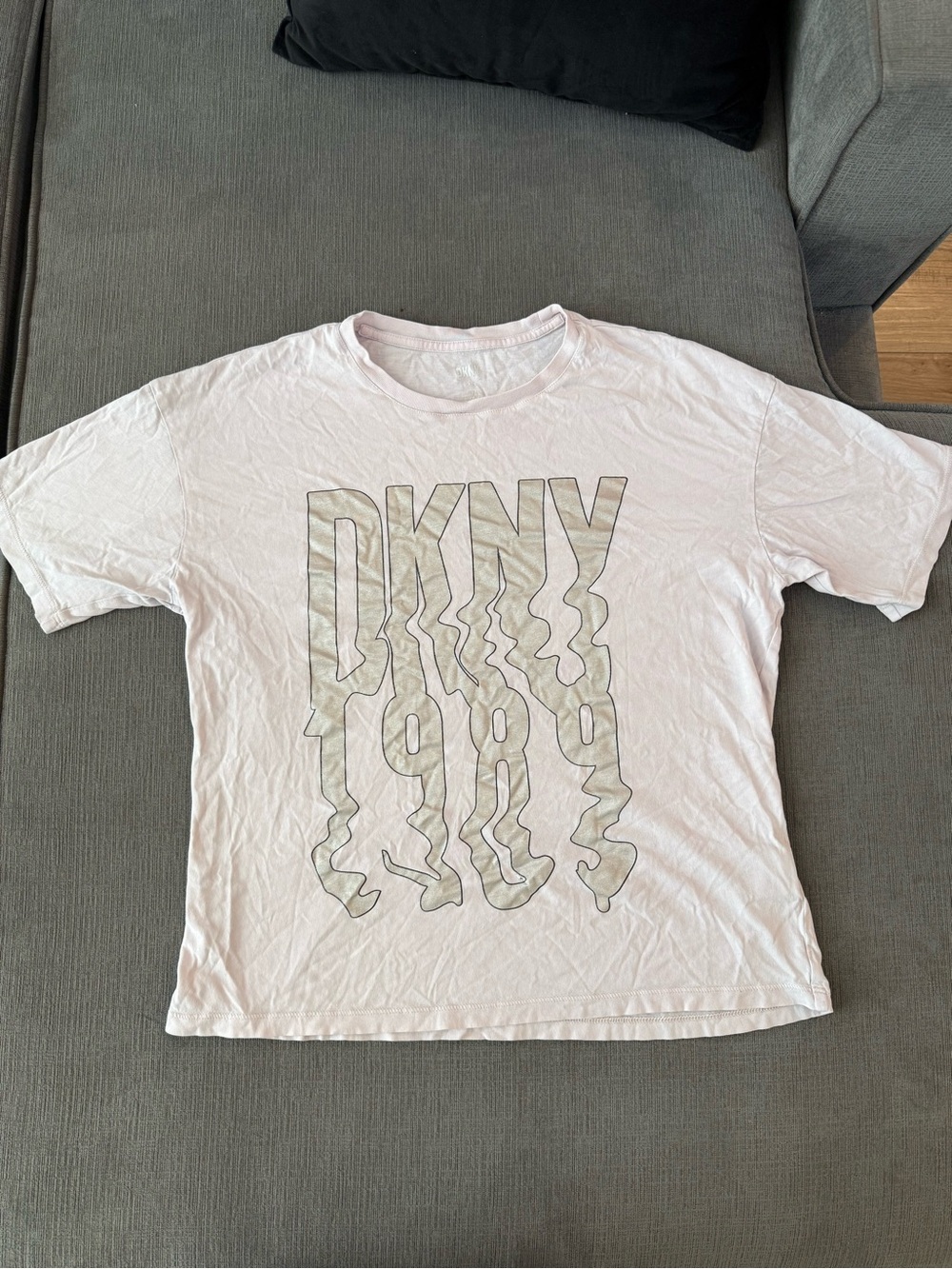 DKNY Pale Pink Short Sleeve Tee with Wavy Logo